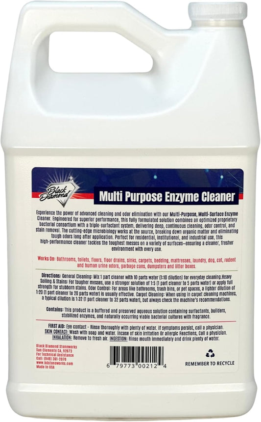 Commercial Multi-Purpose Enzyme Cleaner & Odor Eliminator | Pet & Human Urine, Stains & Odors | Carpet, Laundry, Bathroom, Drain & Trash Deodorizer | Dog, Cat, Organic Waste Remover (1 Gallon)