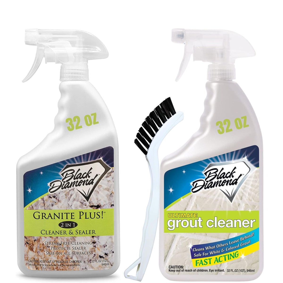Granite Plus Cleaner & Sealer + Ultimate Grout Cleaner W/ Brush, 2 Quarts