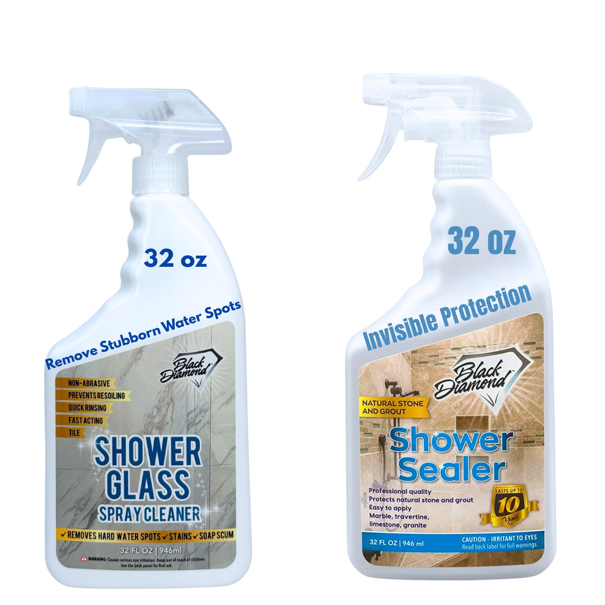 Bathroom Glass Cleaner Spray & Natural Stone Shower Sealer – 2 Pack Bathroom Bundle