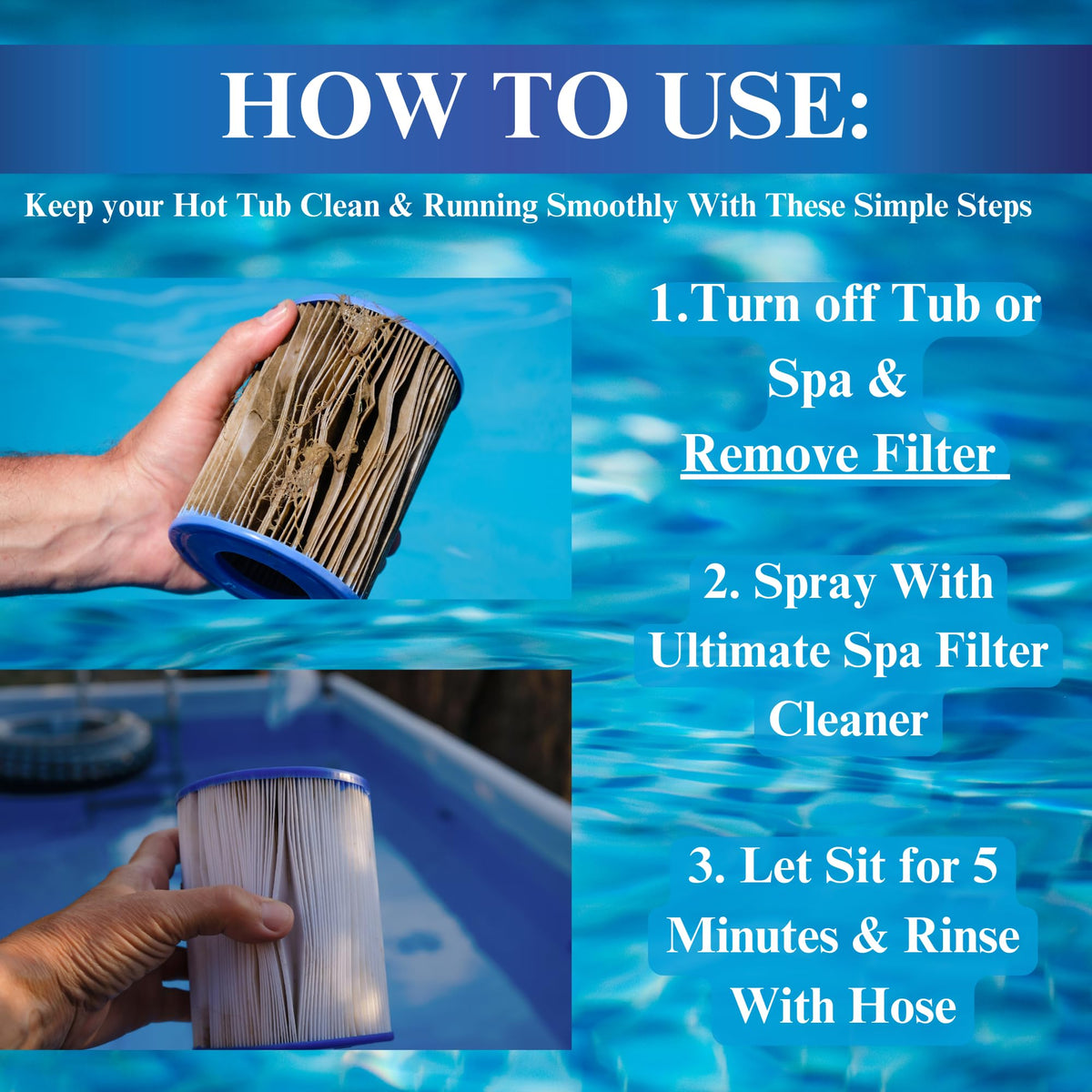 Spa & Hot Tub Cover Treatment & Protector (1 qt) + Filter Cleaner (1 QT)