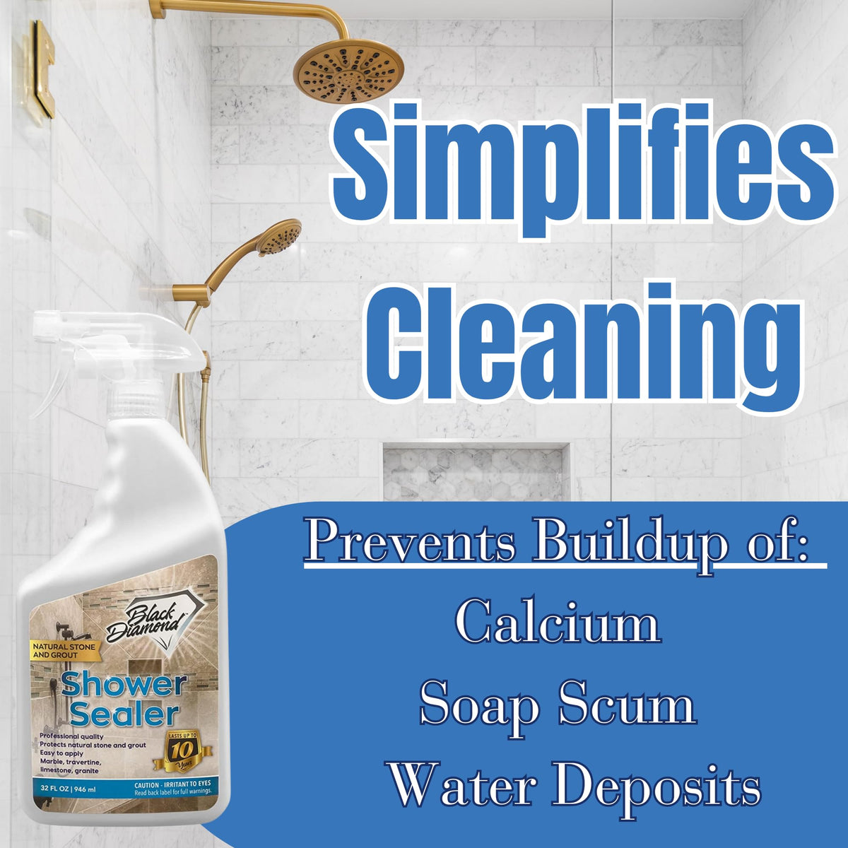 Bathroom Glass Cleaner Spray & Natural Stone Shower Sealer – 2 Pack Bathroom Bundle