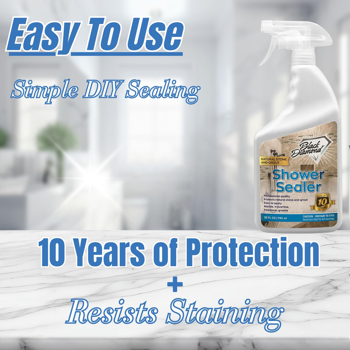 Bathroom Glass Cleaner Spray & Natural Stone Shower Sealer – 2 Pack Bathroom Bundle