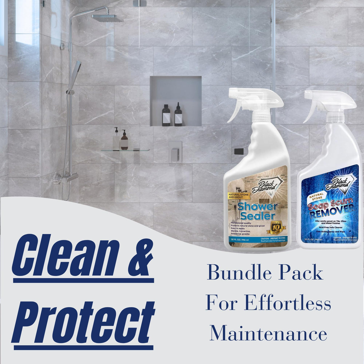 Natural Stone Soap Scum Remover and Shower Sealer 2-Quarts