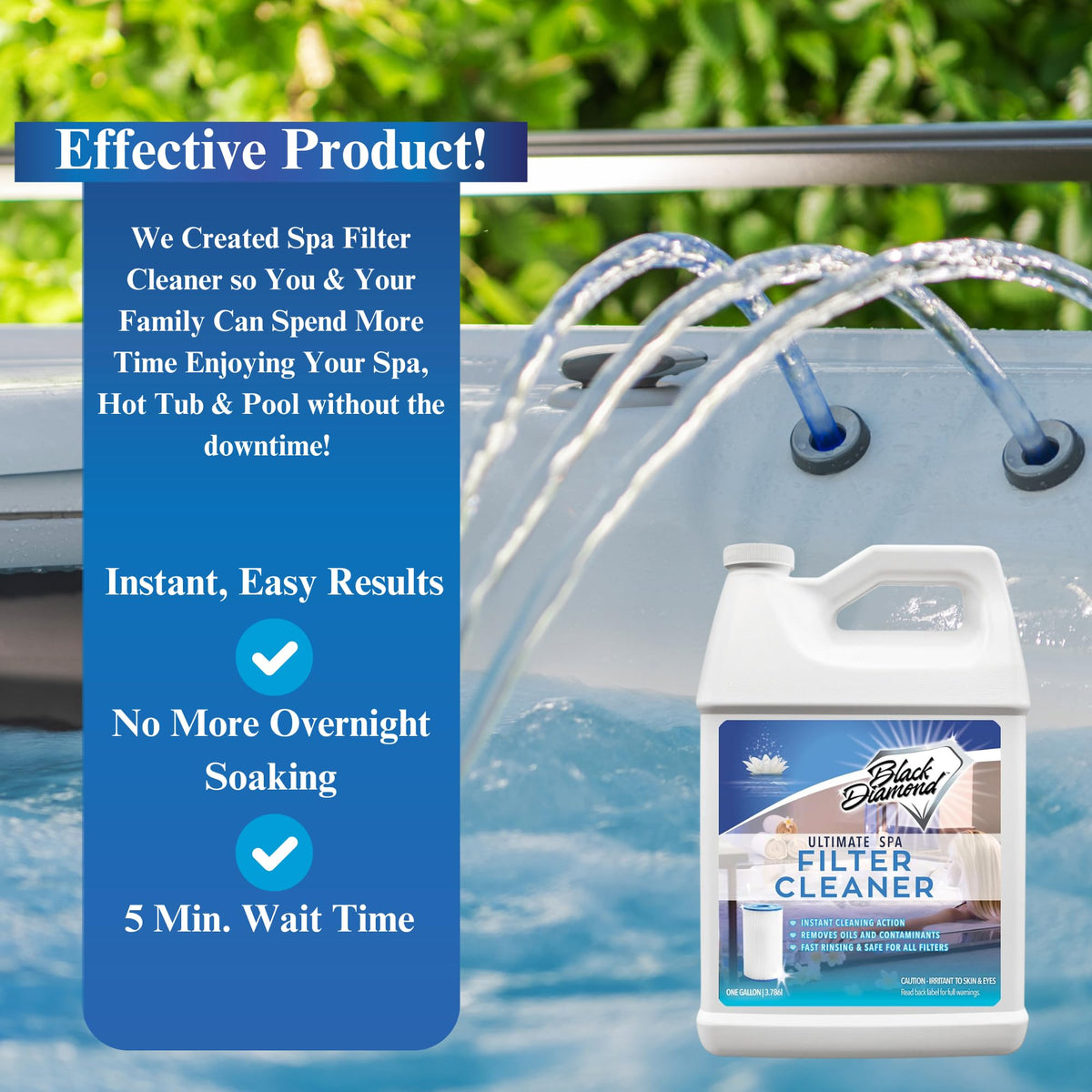 Enzyme Water Clarifier Quart + Spa Filter Cleaner Gallon (2-Pack)