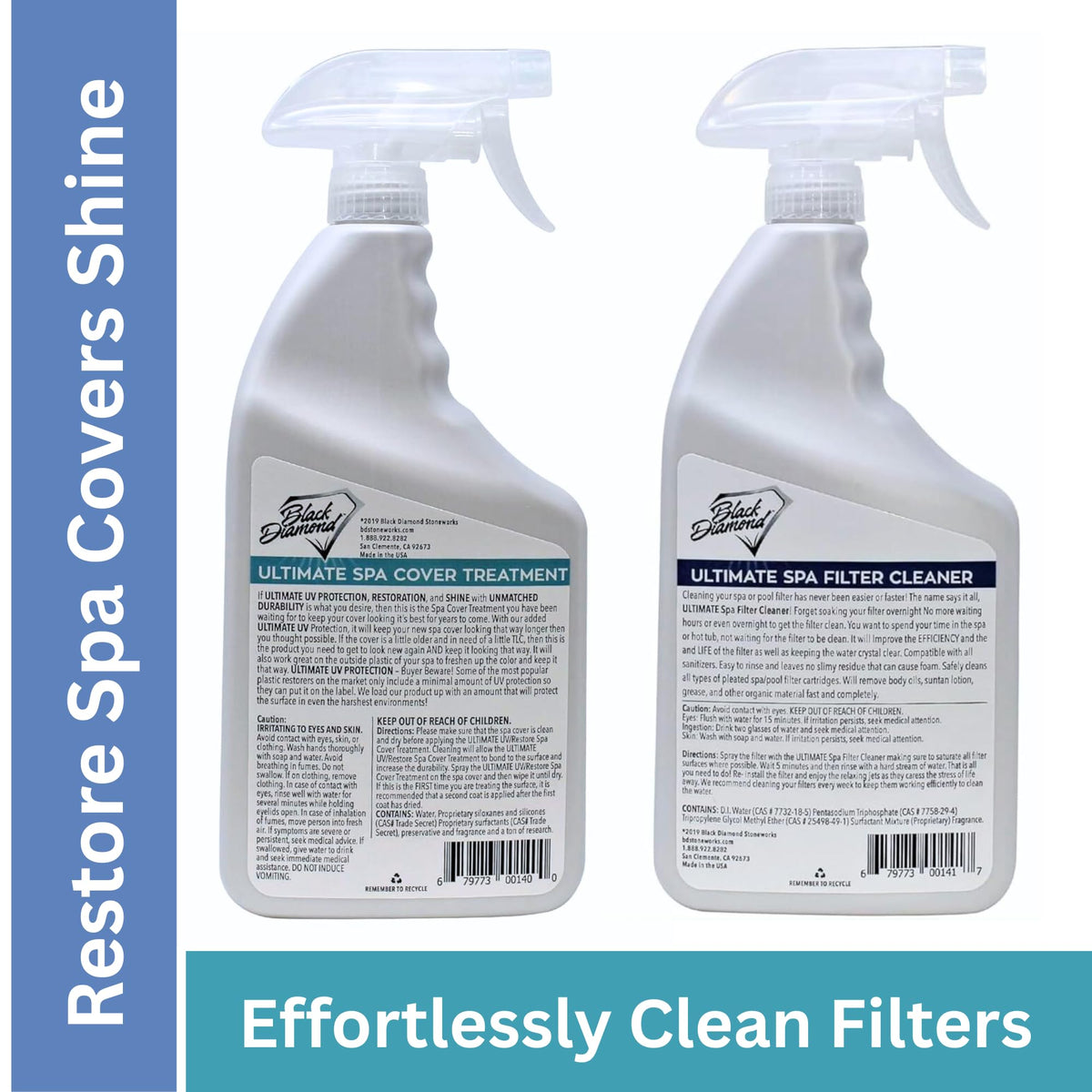 Spa & Hot Tub Cover Treatment & Protector (1 qt) + Filter Cleaner (1 QT)