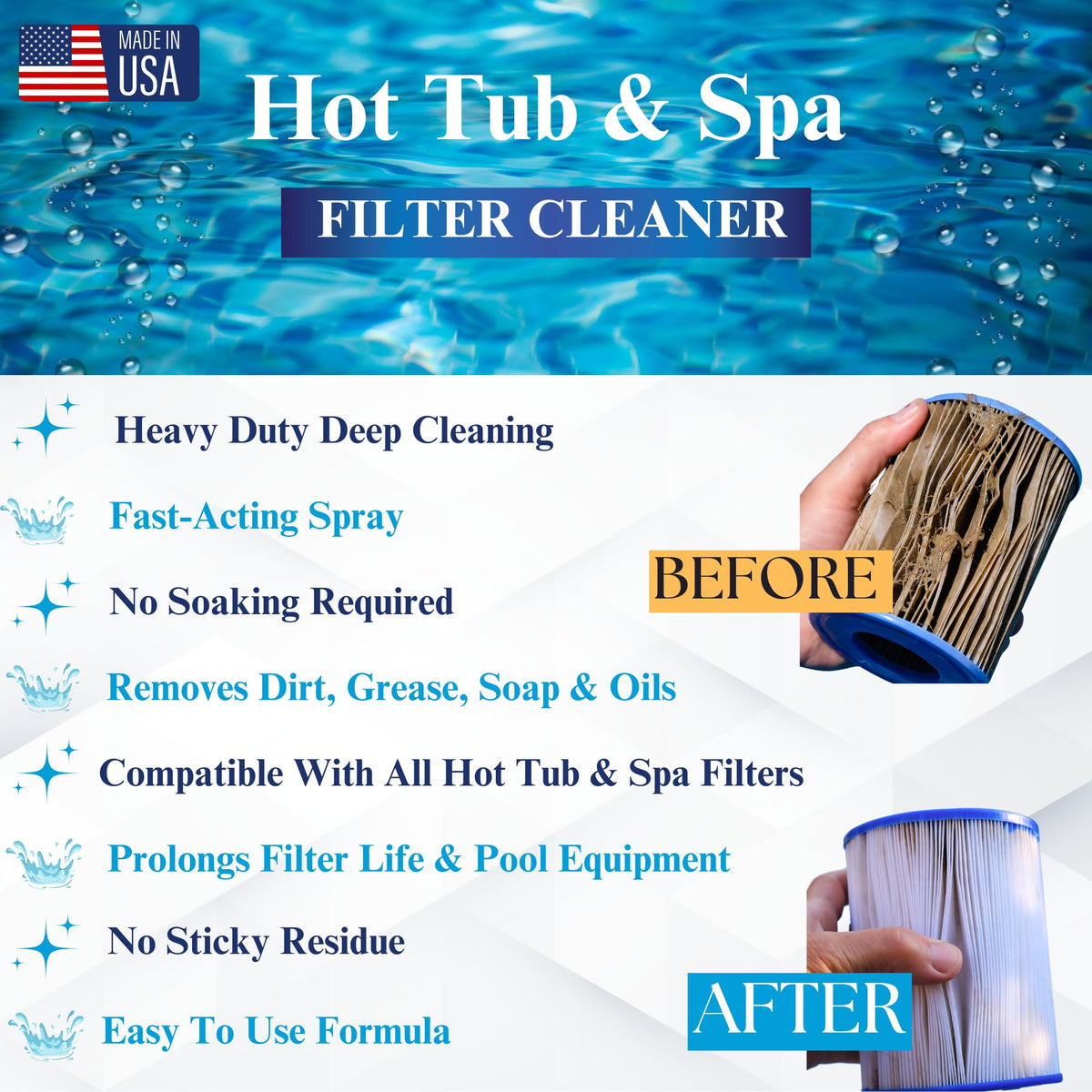 Spa & Hot Tub Cover Treatment & Protector (1 qt) + Filter Cleaner (1 QT)