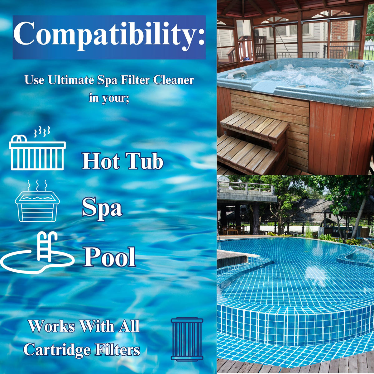 Spa & Hot Tub Cover Treatment & Protector (1 qt) + Filter Cleaner (1 QT)