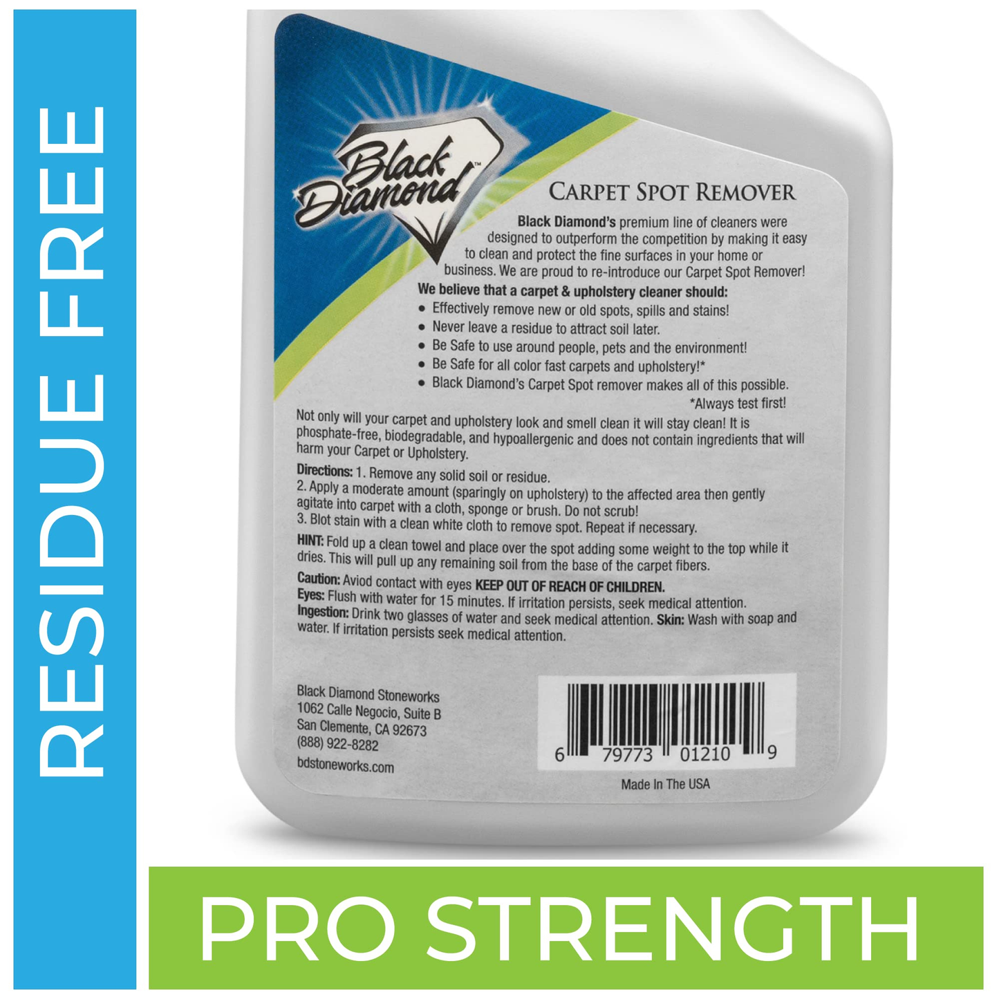 Black Diamond Stoneworks Carpet Spot Remover – Carpet & Upholstery Cleaner for Rugs, Couches, Car Seats & Fabric Surfaces – Removes Dirt, Pet Messes, Coffee & Wine Stains