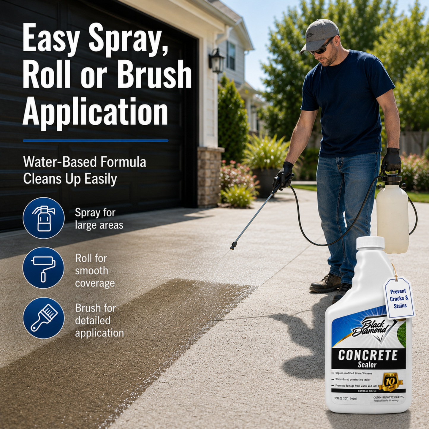 Concrete Sealer Clear Penetrating Waterproofing Spray, The Best Sealant to Seal Your Driveway, Cement Patio Pavers, Brick, Stone Or Any Outdoor Hard Surface.