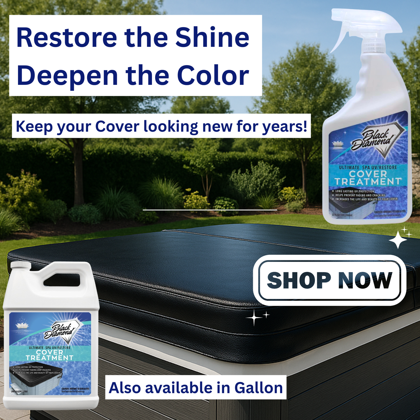 Ultimate UV/Restore Spa & Hot Tub Cover Cleaner and Protectant Treatment. Conditioner for Vinyl Cover Conditioner Spray Restores Your Cover to Look New. Simply Easy to Use