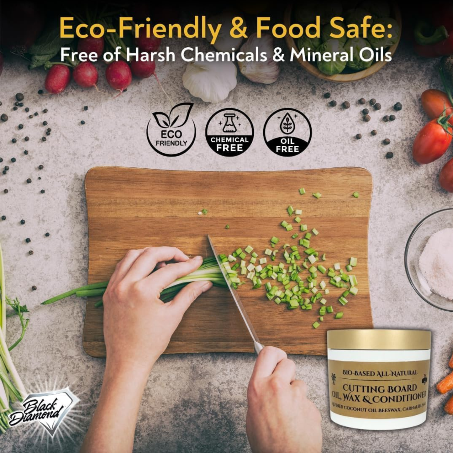 Cutting Board Oil, Wax, Conditioner, Food-Grade Mineral Oil Alternative, Refined Coconut Oil (MCT), Beeswax, Carnauba Wax, Butcher Blocks, Charcuterie Boards, Bamboo, Teak, Walnut, Utensils 5oz