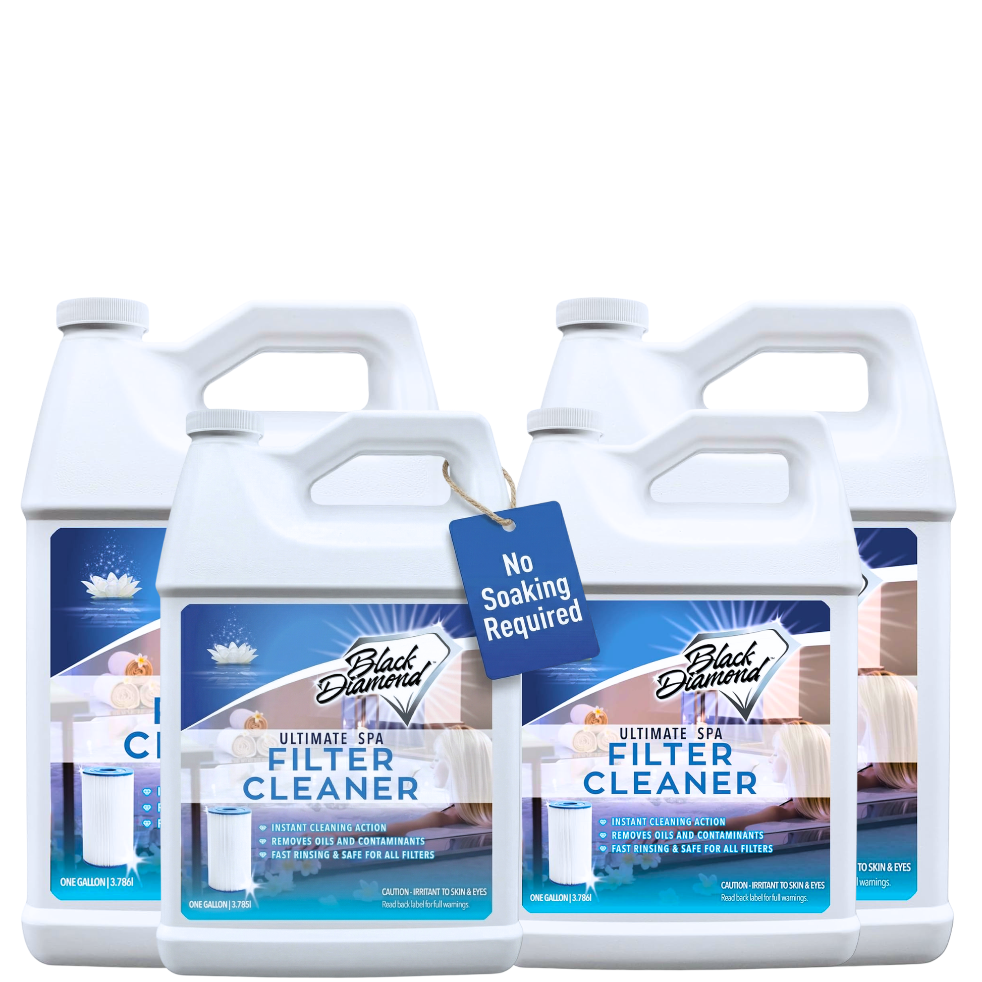 Two bottles of Black Diamond Ultimate Spa Filter Cleaner on a white background