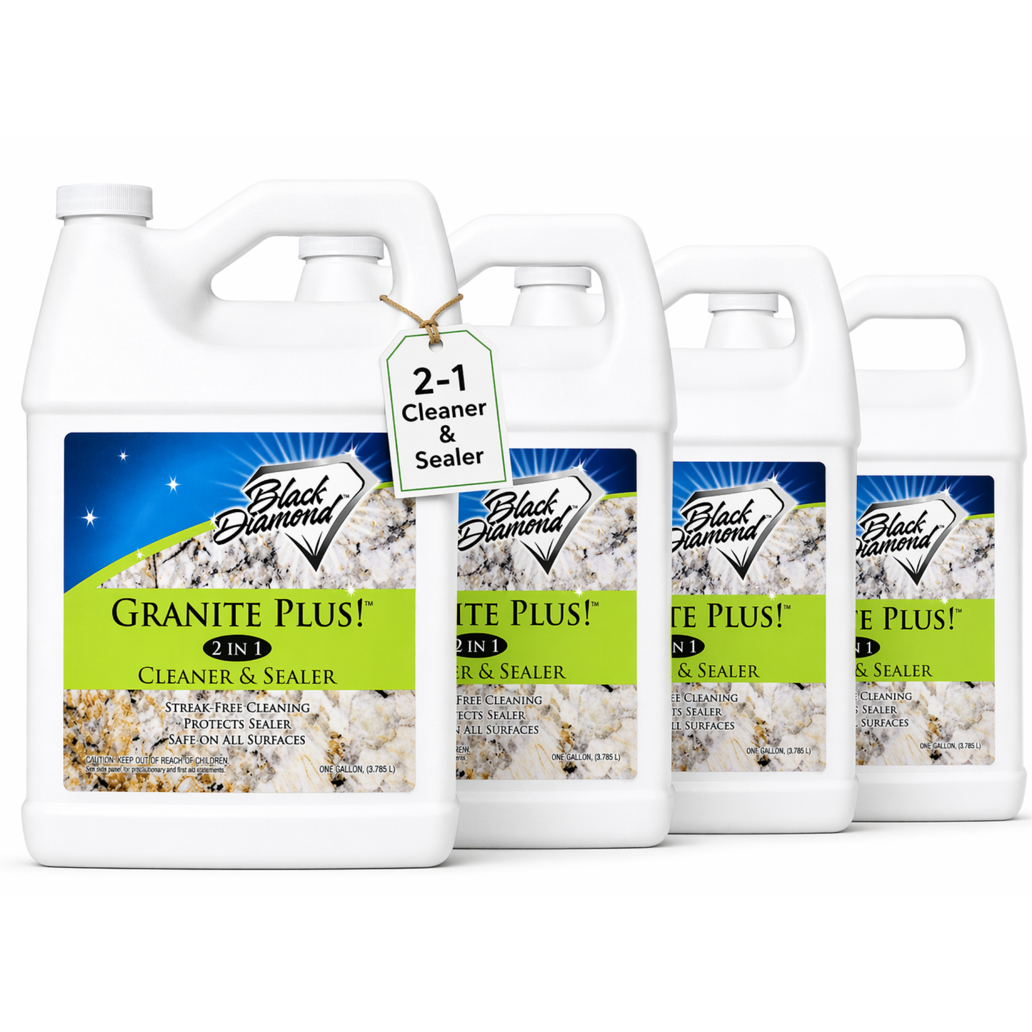 Black Diamond Stoneworks Granite Plus 2-in-1 Cleaner & Sealer, pH Neutral, Streak-Free Stone Cleaner for Granite, Marble, Quartz, Travertine & Limestone Countertops, Ready to Use