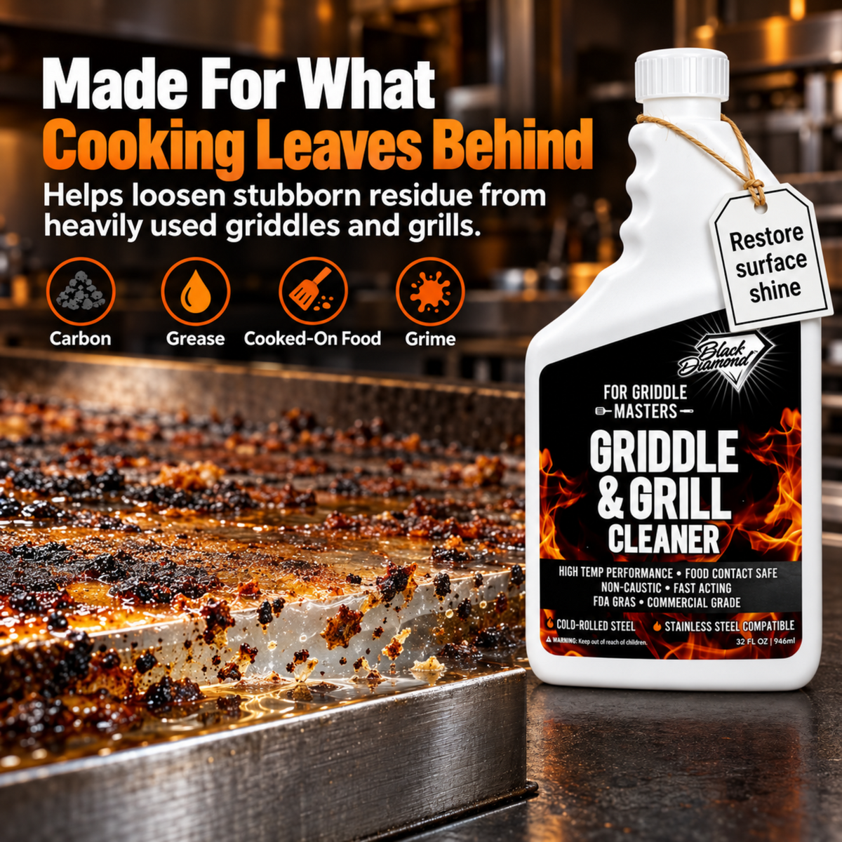 Griddle & Grill Cleaner – Flat Top Griddle Cleaner,Food-Contact Safe