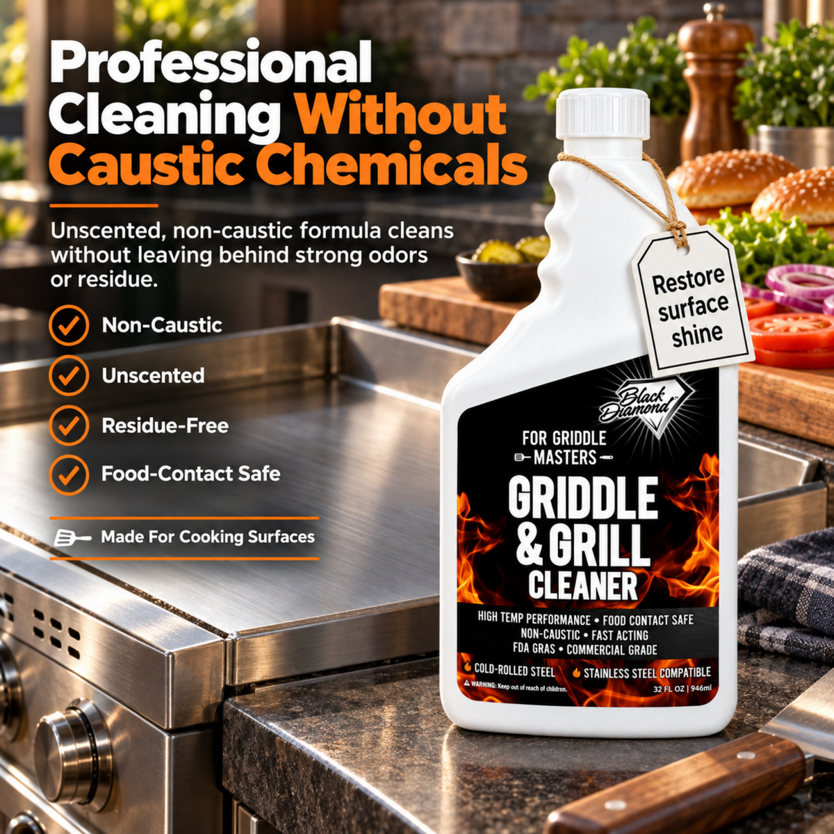Griddle & Grill Cleaner – Flat Top Griddle Cleaner,Food-Contact Safe