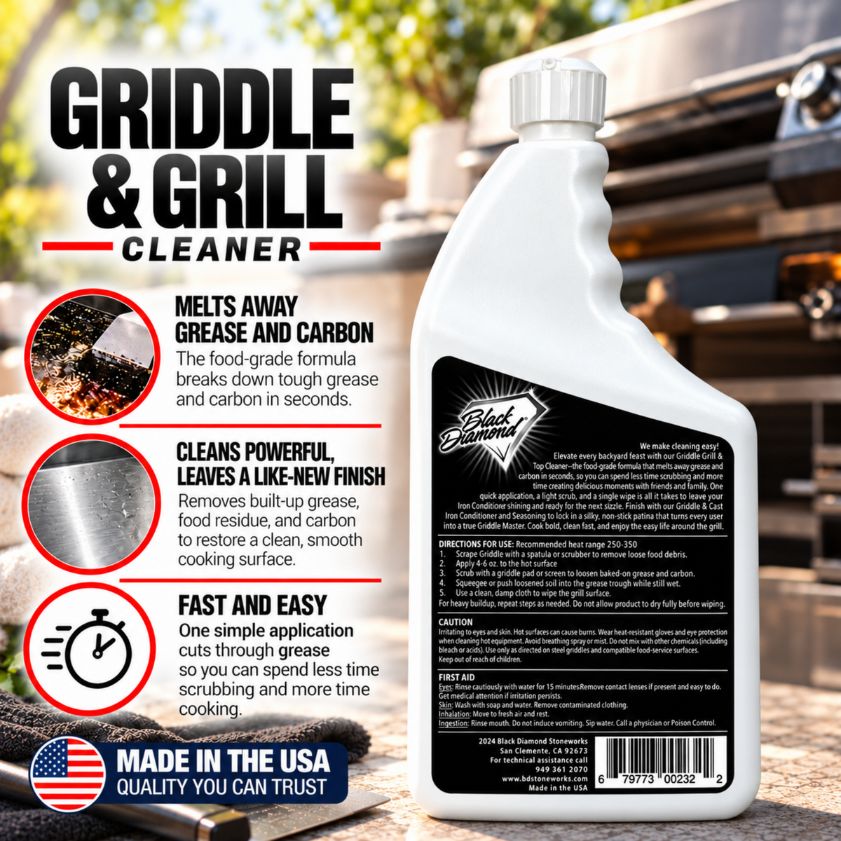 Griddle & Grill Cleaner – Flat Top Griddle Cleaner,Food-Contact Safe