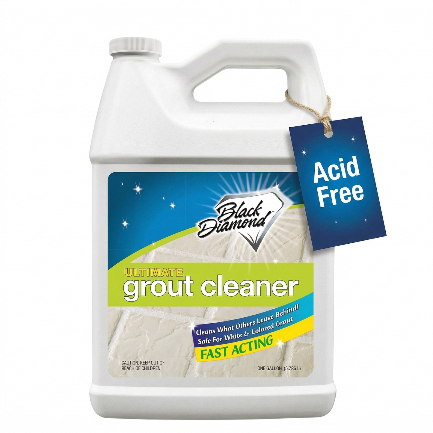 Gallon container of Black Diamond Ultimate Grout Cleaner with a 'Fast Acting' label on a white background.