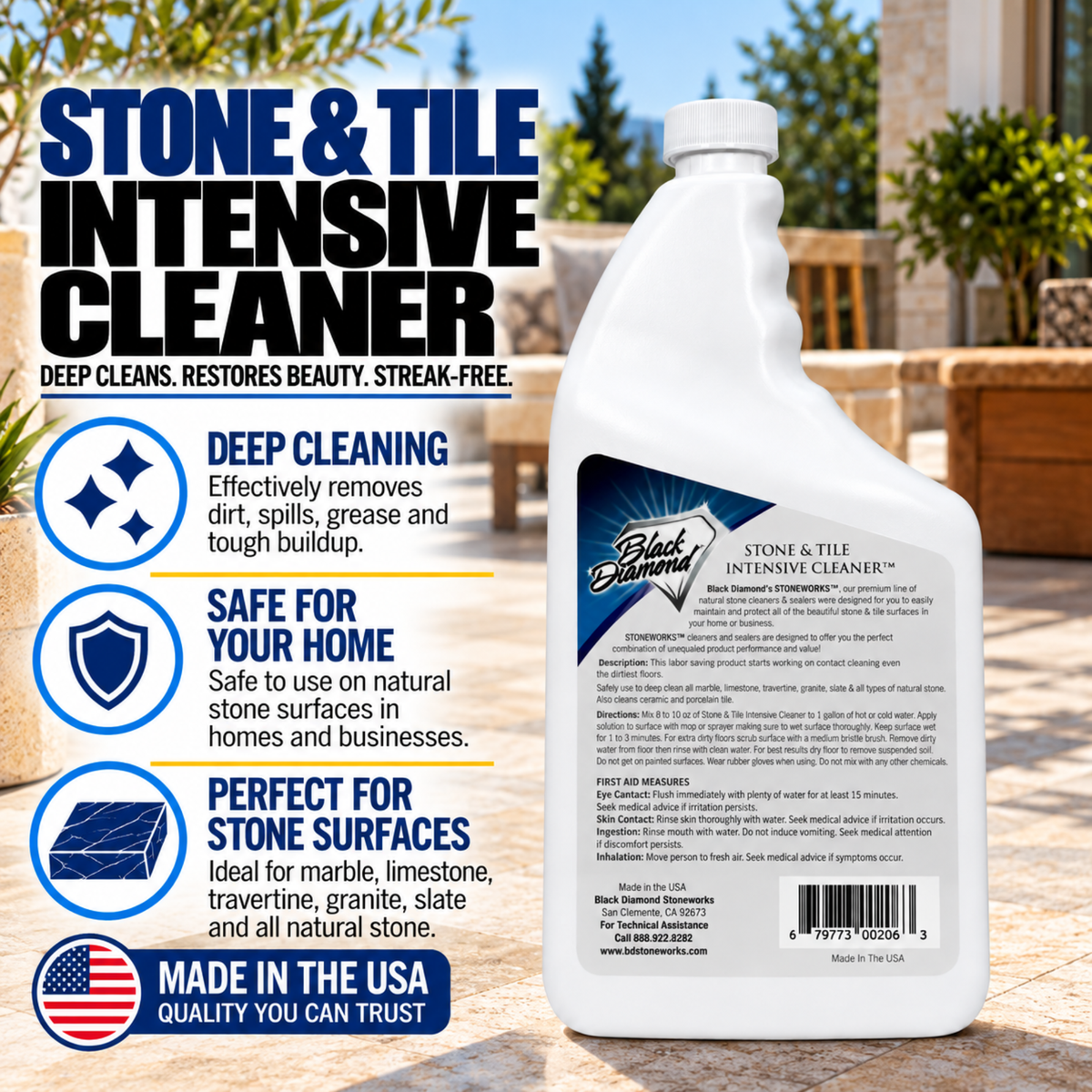 Black Diamond Stoneworks Stone & Tile Intensive Cleaner: Concentrated Deep Cleaner, Marble, Limestone, Travertine, Granite, Slate, Ceramic & Porcelain Tile.