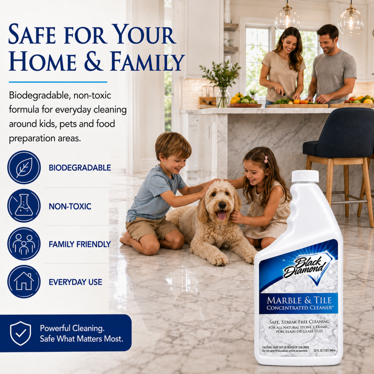 Black Diamond Stoneworks Marble & Tile Floor Cleaner Concentrate, pH Neutral, Streak-Free & No-Rinse Formula for Granite, Travertine, Limestone, Slate, Ceramic & Porcelain Floors