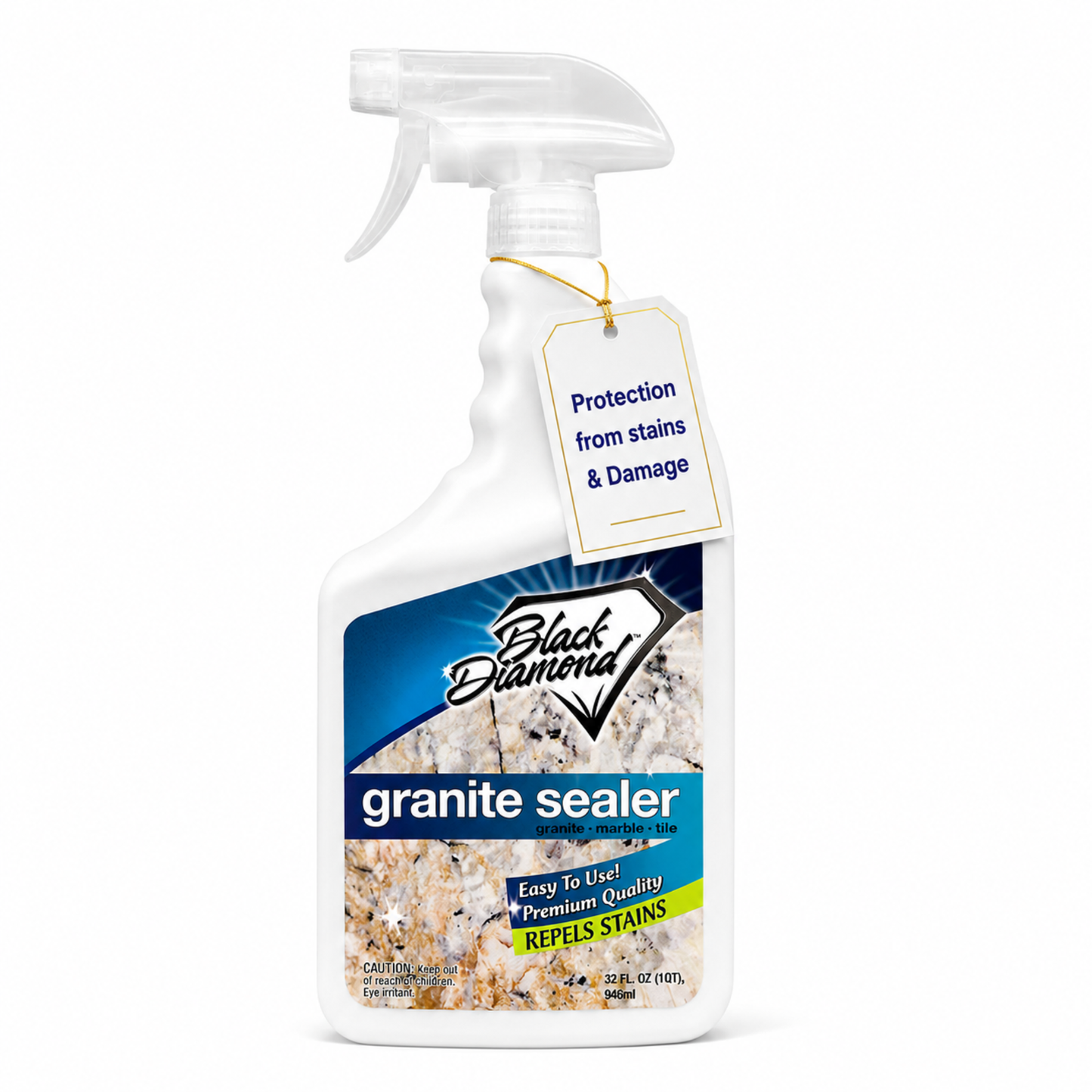 Black Diamond granite sealer spray bottle on a white background