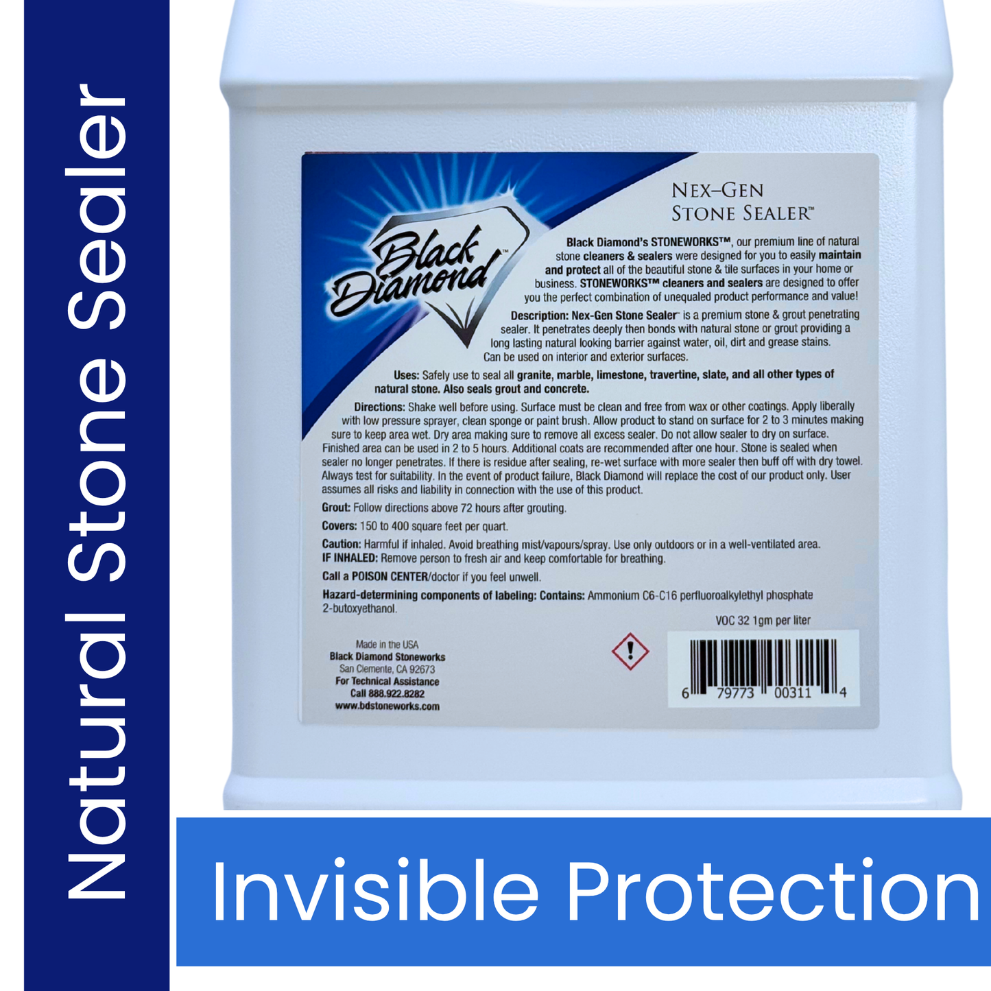 Nex-Gen Stone Sealer container with branding and product details on a white background