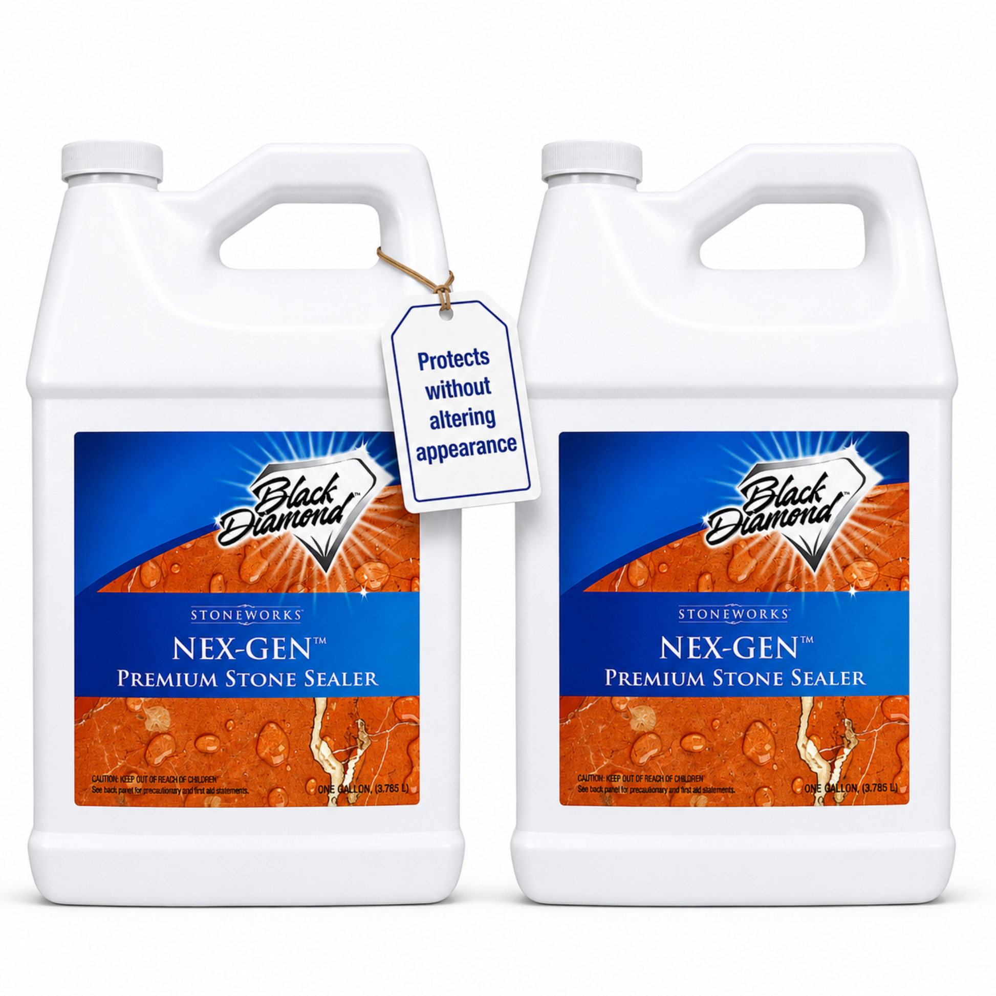 Two bottles of Black Diamond Stoneworks Nex-Gen Premium Stone Sealer on a white background