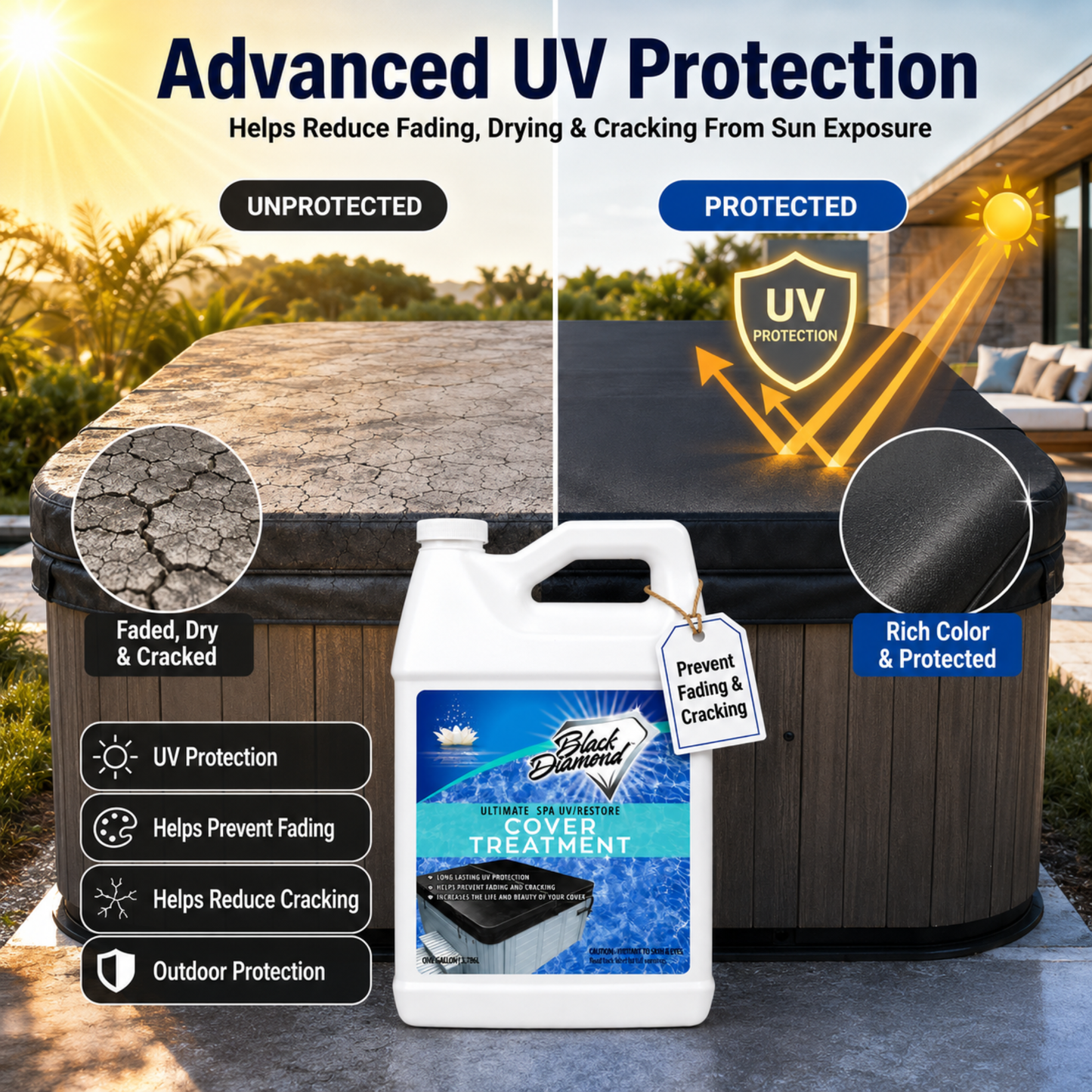 Ultimate UV/Restore Spa & Hot Tub Cover Cleaner and Protectant Treatment. Conditioner for Vinyl Cover Conditioner Spray Restores Your Cover to Look New. Simply Easy to Use