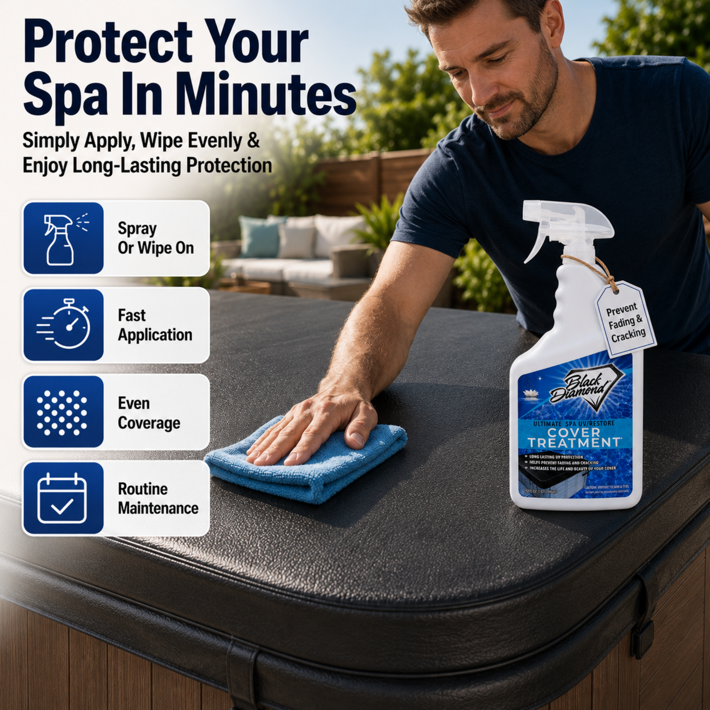 Ultimate UV/Restore Spa & Hot Tub Cover Cleaner and Protectant Treatment. Conditioner for Vinyl Cover Conditioner Spray Restores Your Cover to Look New. Simply Easy to Use