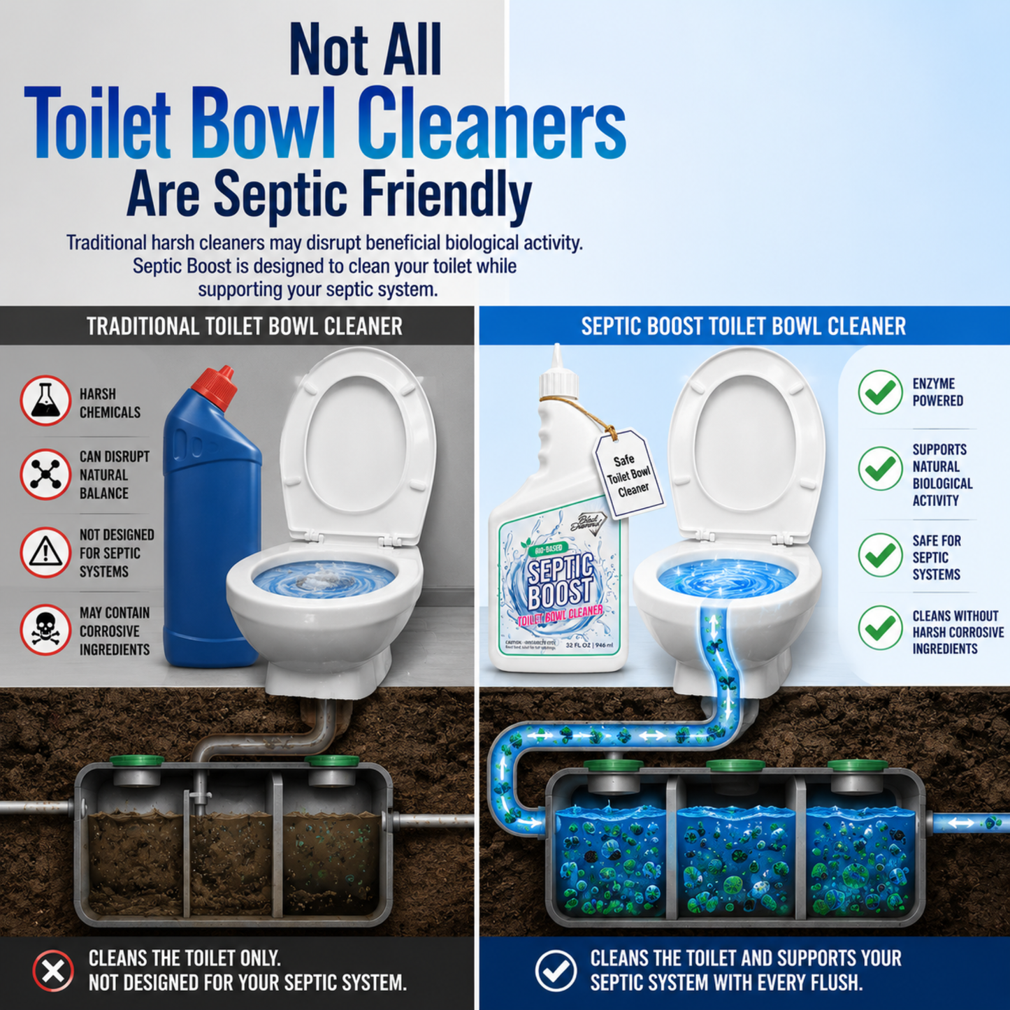 Septic boost not comparing to other toilet bowl cleaners.