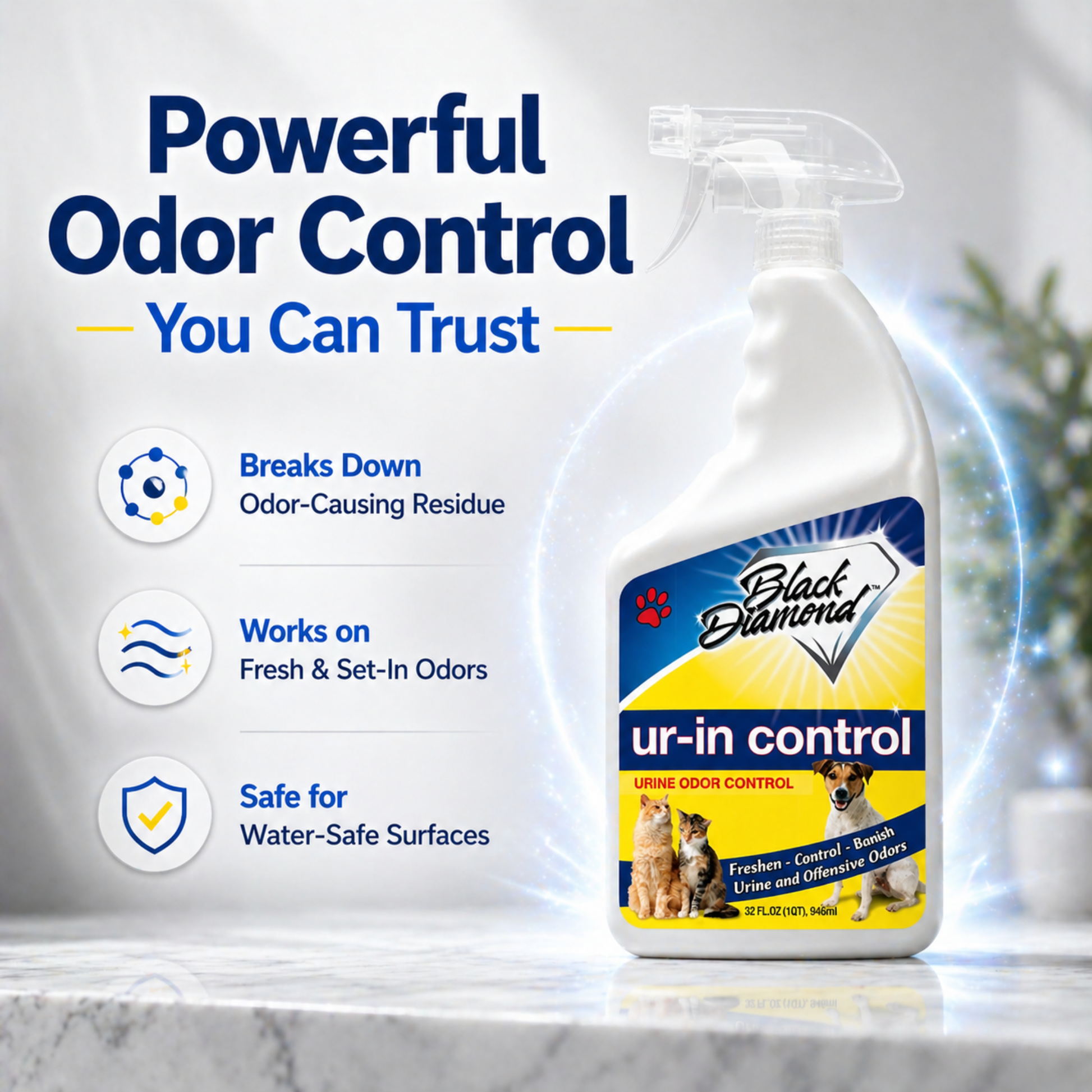 Black Diamond ur-in control spray bottle with features on a light gray background