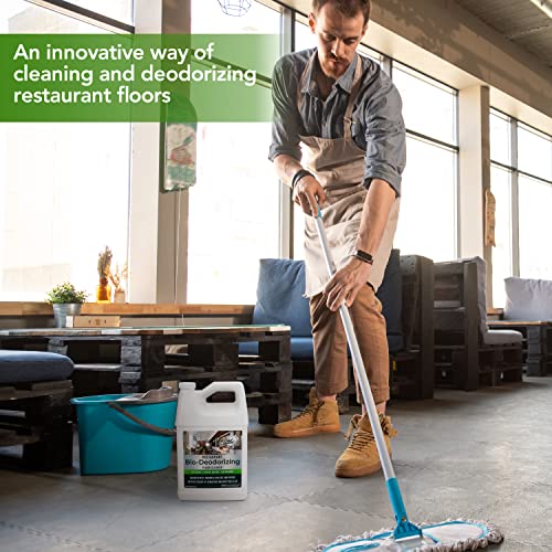 Restaurant Bio-Deodorizing Floor Cleaner Heavy Duty Commercial Concentrated Enzyme Degreaser and Odor Eliminator for Use in Mopping Bathroom, Kitchen, and Dining Room. Removes Grease and Urine Odors.